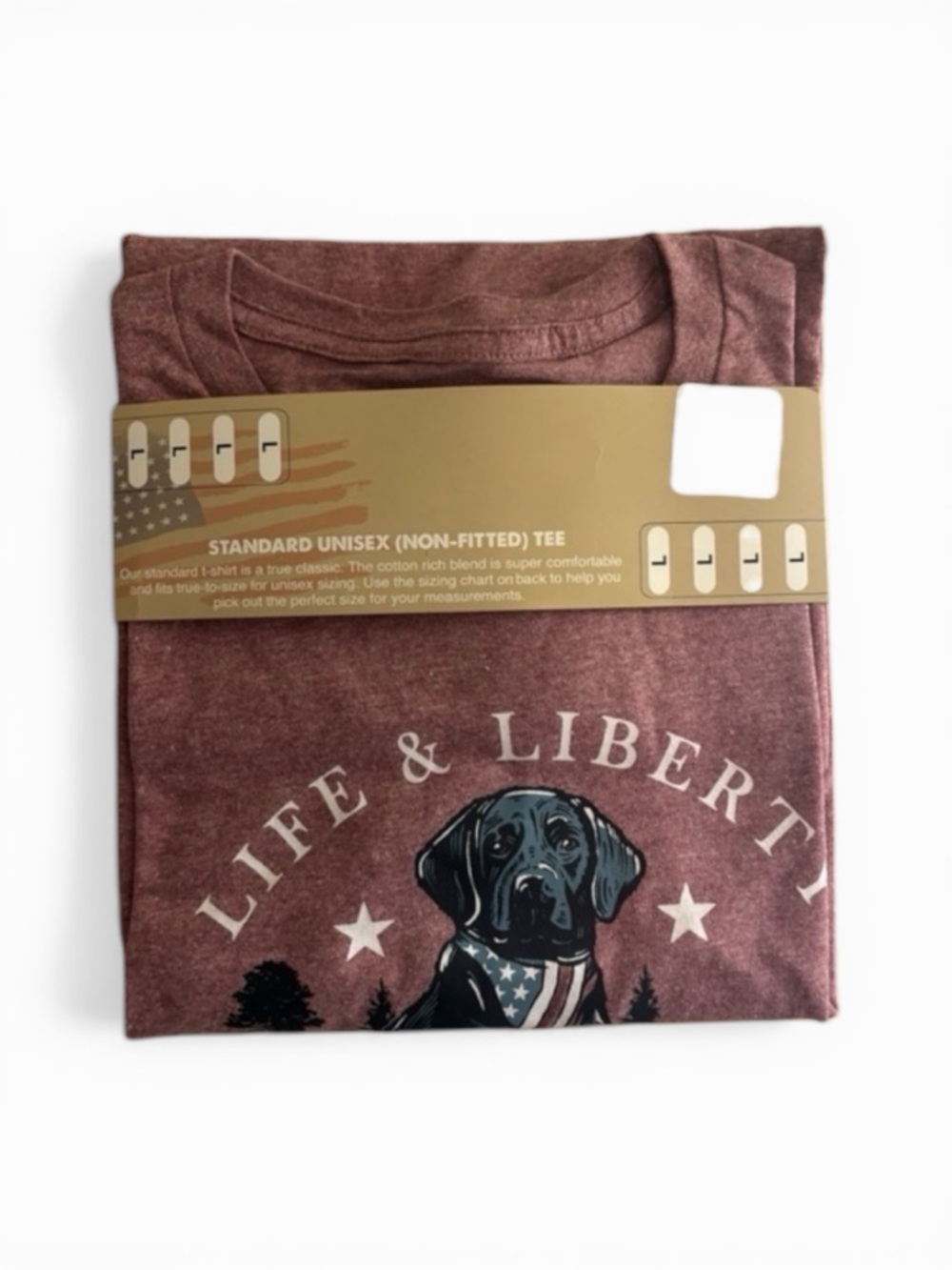 Life & Liberty with Dog Graphic Tee  Size Large